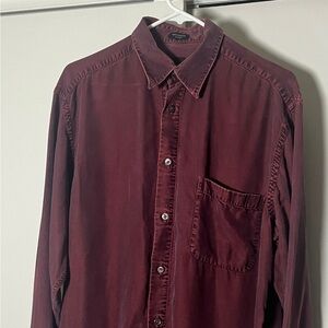 Acorn Wine Red Casual Button-Up Shirt